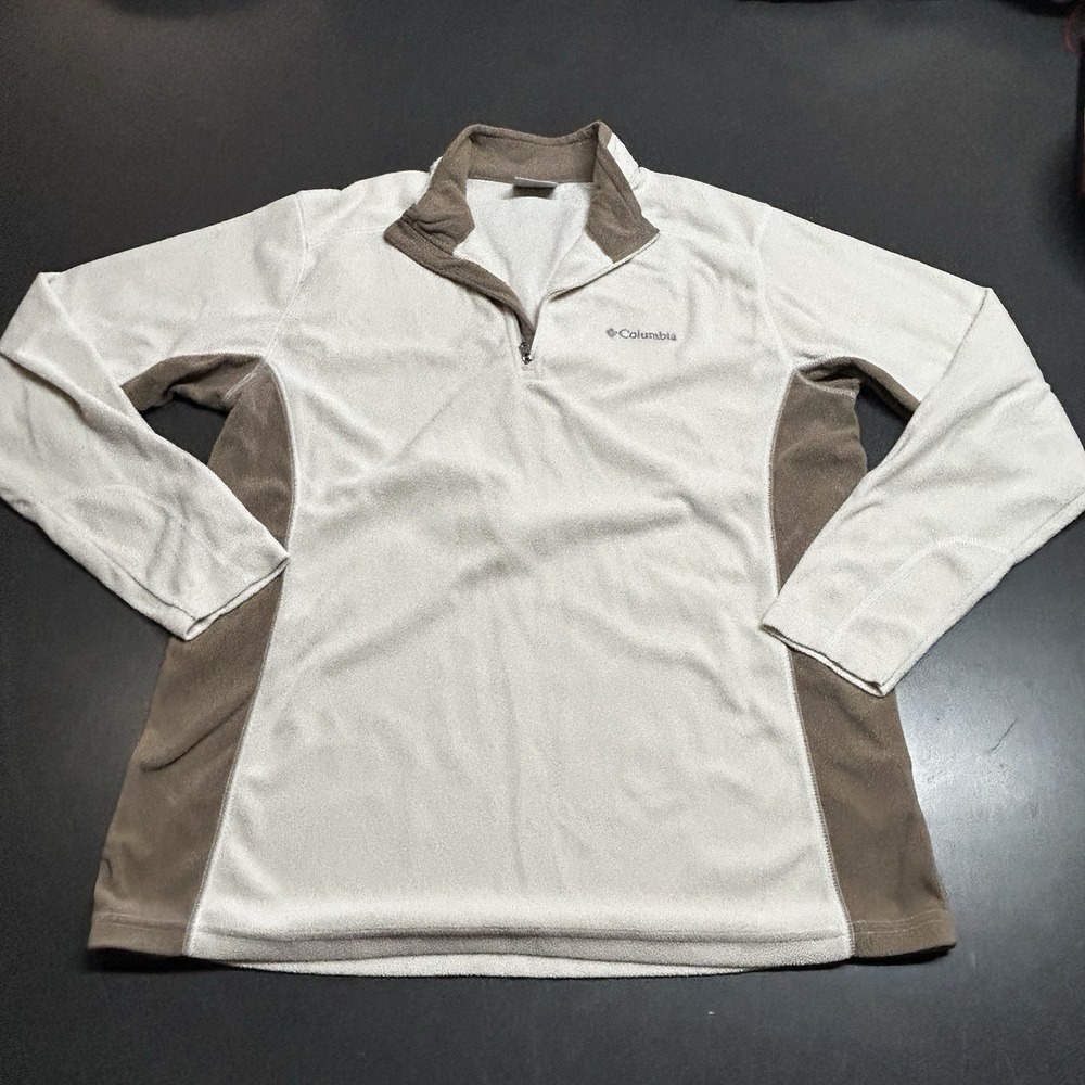 Columbia Pullover Mens M Beige Tan Klamath Range II Half Zip Fleece Outdoor